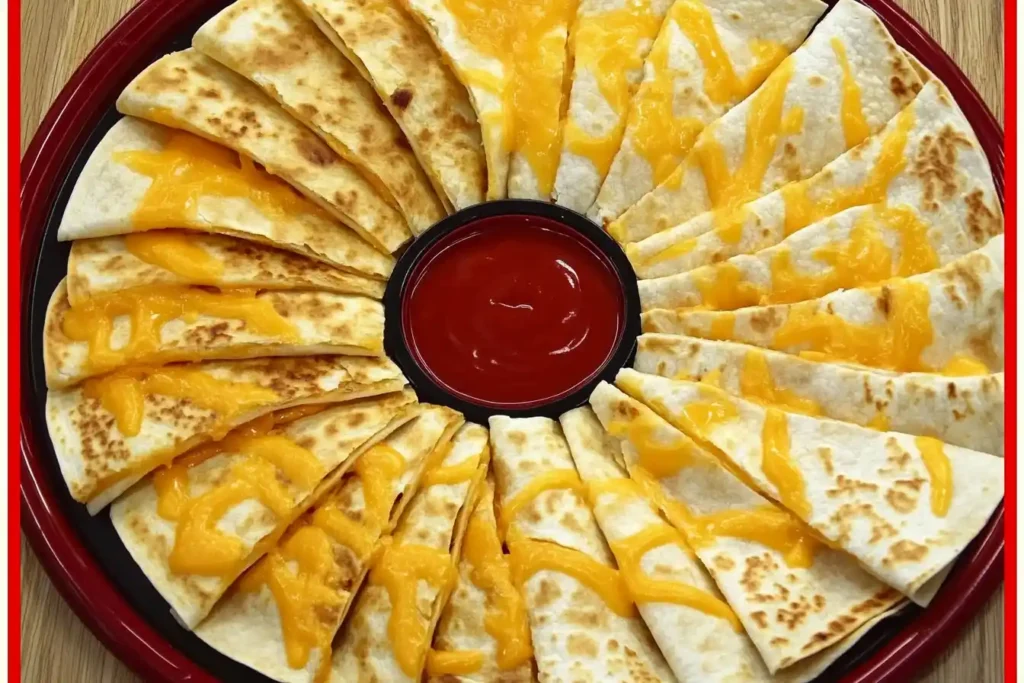 Queso Oaxaca balls and vegan cheese wedge on a wooden cutting board with tortillas in the background.