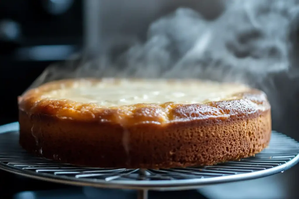 Fresh out of the oven! This Tres Leches cake is cooling down before it soaks up the magic of milk.