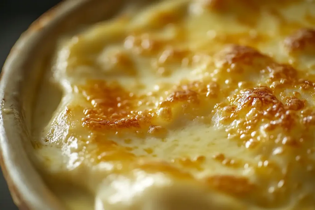 A close-up of a freshly baked barilla lasagna recipe in a 9×13-inch dish, showcasing golden, bubbling mozzarella on top