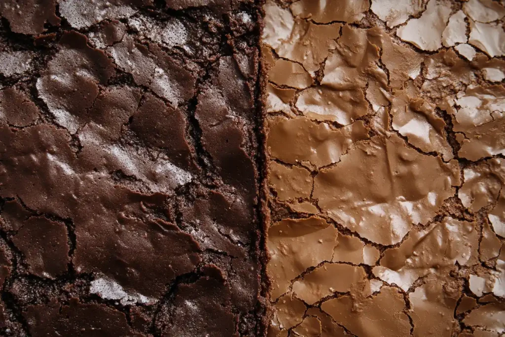 A close-up of two cake side by side—one made with water and one made with milk, highlighting texture differences.