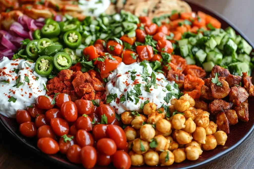 A vibrant platter showcasing different Sassy Scotty versions—one with jalapeños, another with Greek yogurt, and a vegetarian chickpea alternative—for variety.