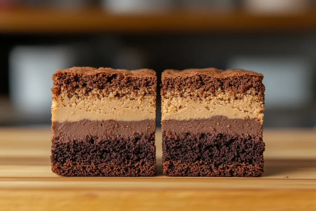 Display a side-by-side comparison of perfectly layered brookies versus uneven or overly brown ones