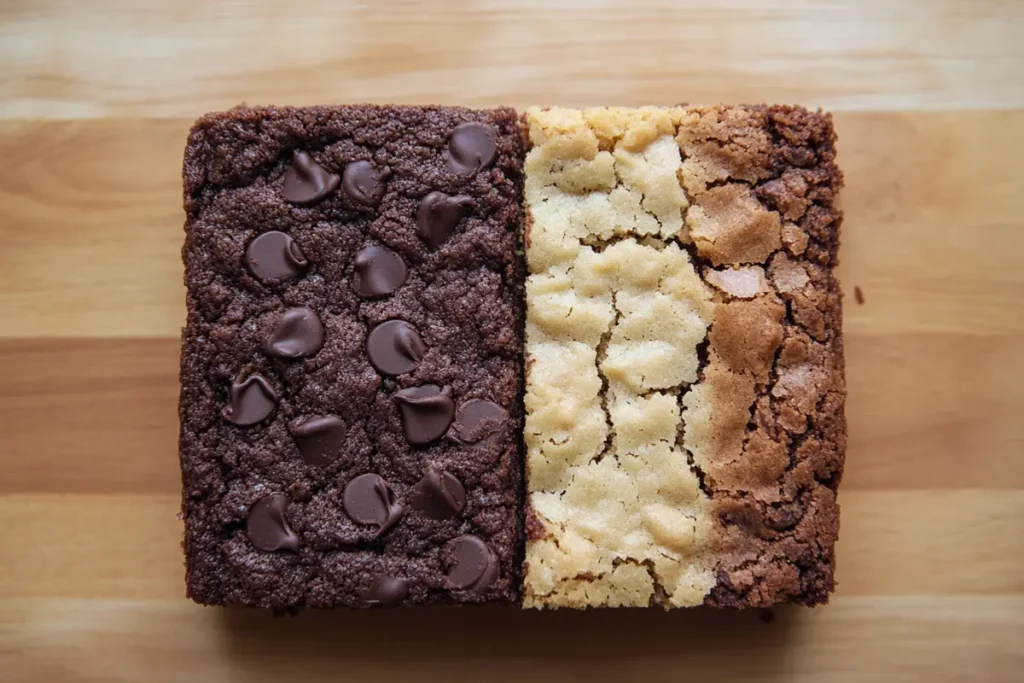 Display a side-by-side comparison of perfectly layered brookies versus uneven or overly brown ones