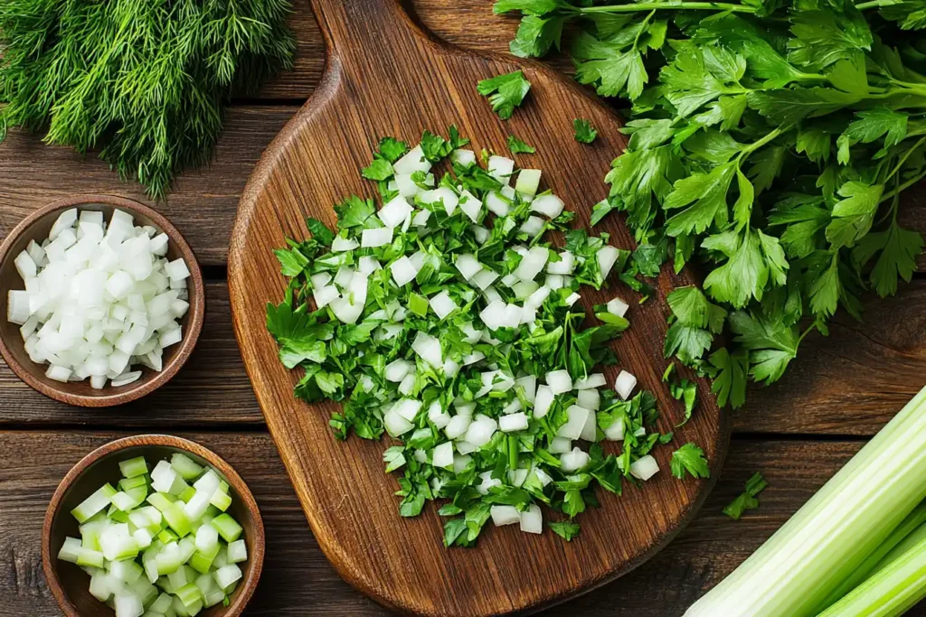 A beautifully styled cutting board featuring herbs 