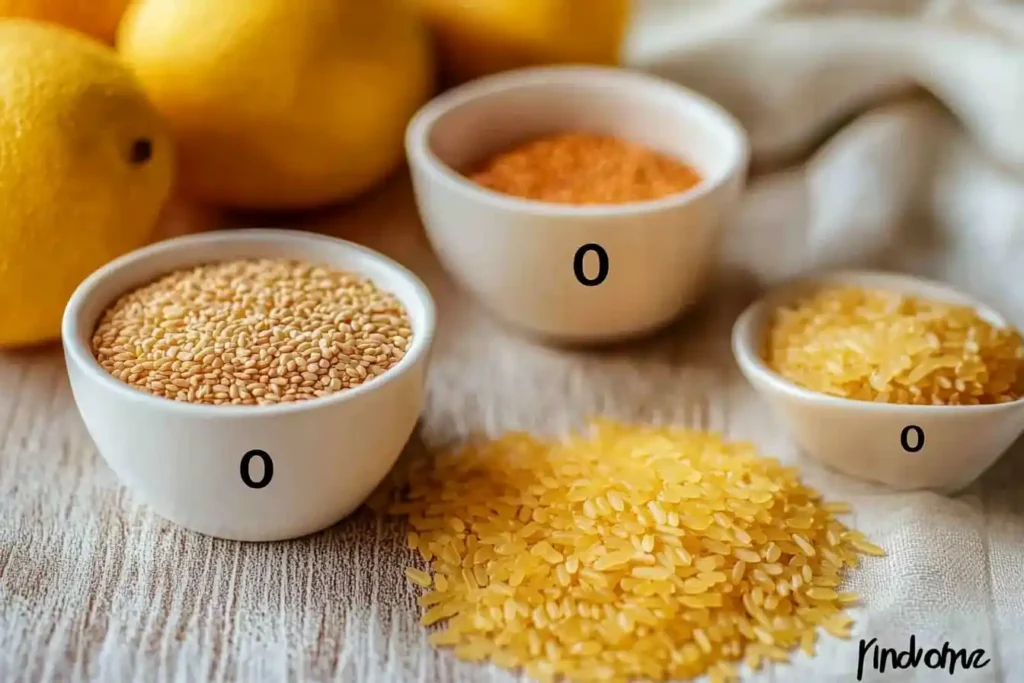 Nutrient breakdown chart of rice, highlighting calories, carbs, and vitamins.